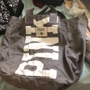 A gray bag from pink